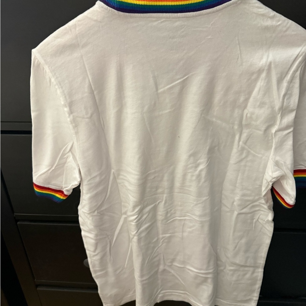 Root women’s White T-Shirt with Rainbow Trim - Picture 3 of 3